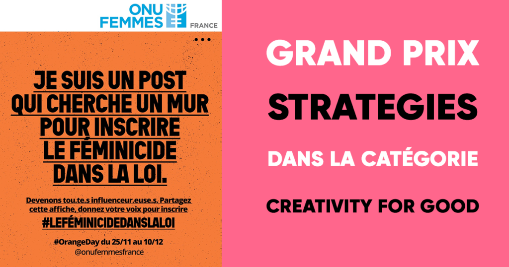 Grand Prix Stratégie Bronze dans la catégorie Creativity For Good