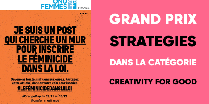Grand Prix Stratégie Bronze dans la catégorie Creativity For Good