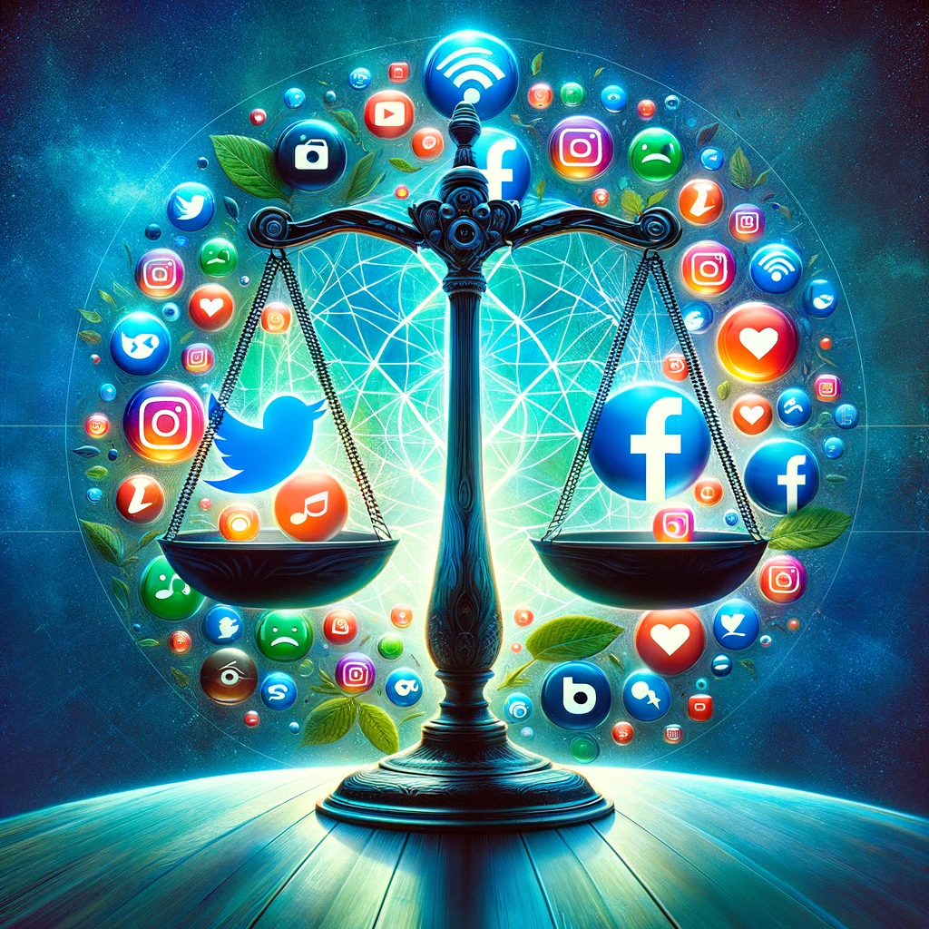 DALL·E 2024-02-14 18.33.07 - Une image vibrante et moderne capturant l'essence de la surveillance réglementaire des influenceurs sur les réseaux sociaux. L'image doit représenter
